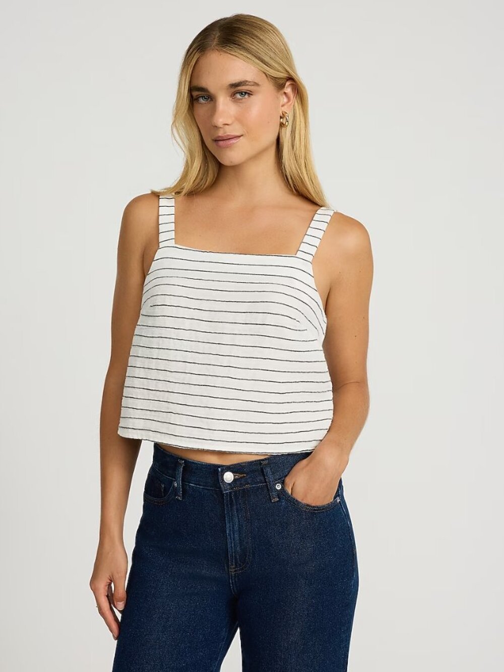 Express | Gauze Striped Square Neck Tank